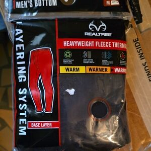 Realtree Men's Heavyweight Fleece Thermal Base Layer Bottoms in black